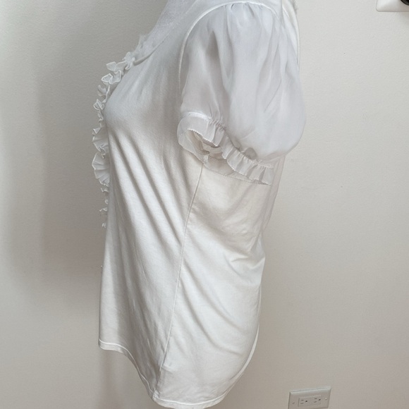 WHBM white ruffle front blouse size Large - Picture 2 of 8
